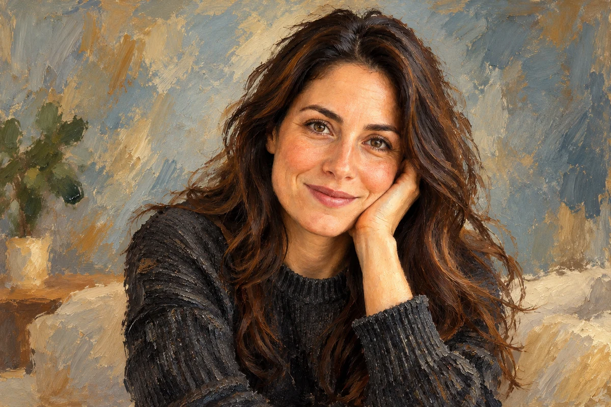 Oil painting transformation of the same portrait