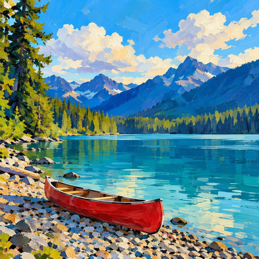 Acrylic painting transformation of the same photo