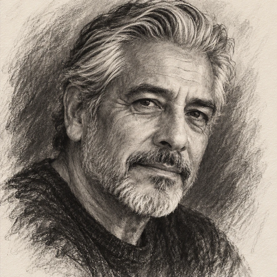 Charcoal transformation of the same photo