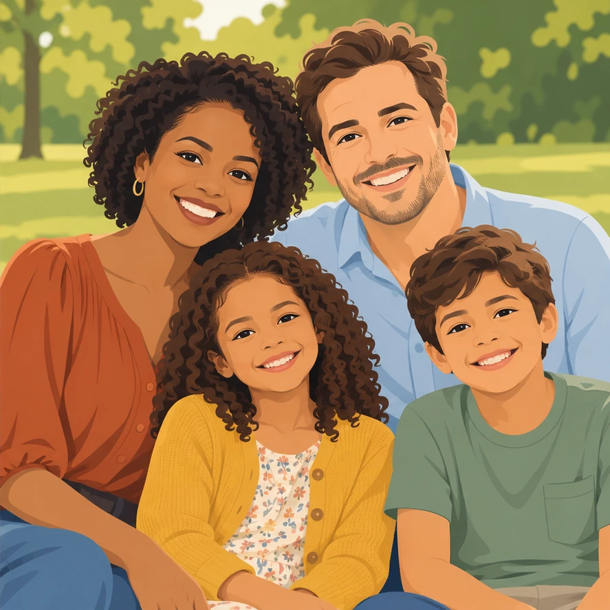 Flat illustration transformation of the same photo