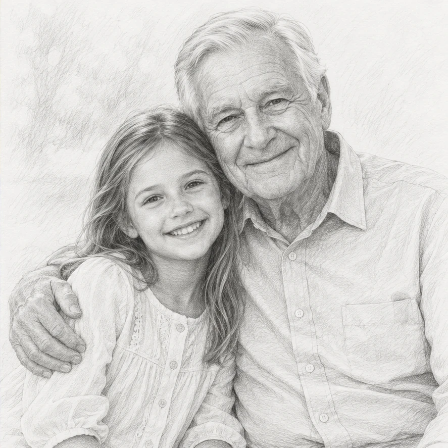 Pencil sketch transformation of the same photo