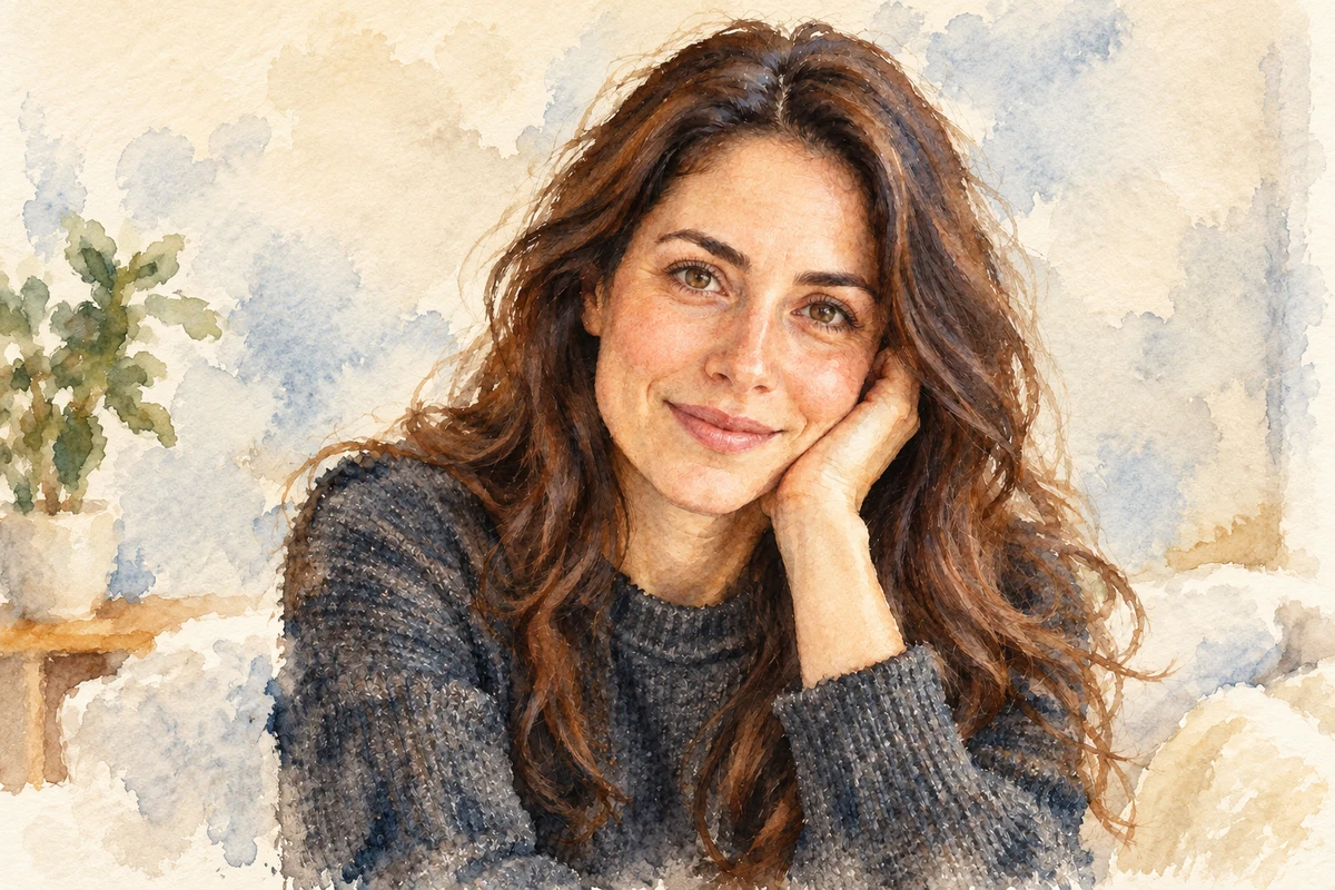 Watercolor transformation of the same portrait